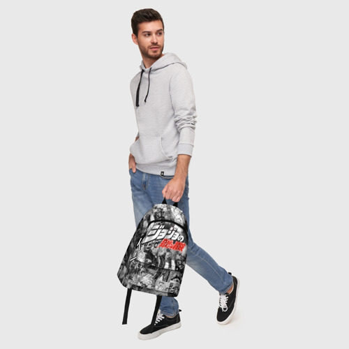 Рюкзак 3D с принтом Jojo паттерн с лого красный, фото #5