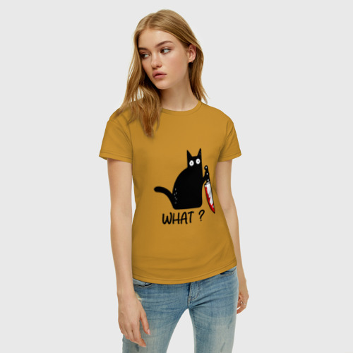 Женская футболка с принтом What cat, фото на моделе #1