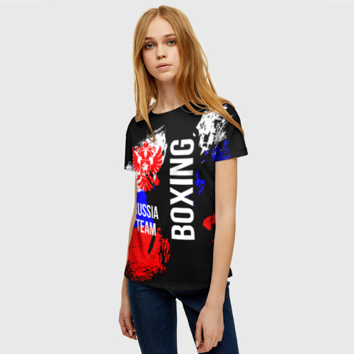 Женская 3D футболка с принтом Boxing Russia Team, фото на моделе #1