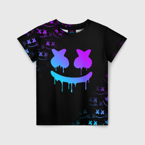 Детская 3D футболка с принтом MARSHMELLO NEON | НЕОН, вид спереди #2