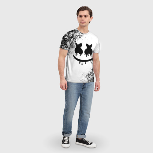 Мужская 3D футболка с принтом Marshmello, вид сбоку #3