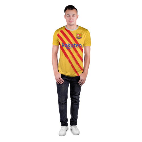 Мужская футболка 3D спортивная с принтом Suarez 4-th kit 19-20, вид сбоку #3