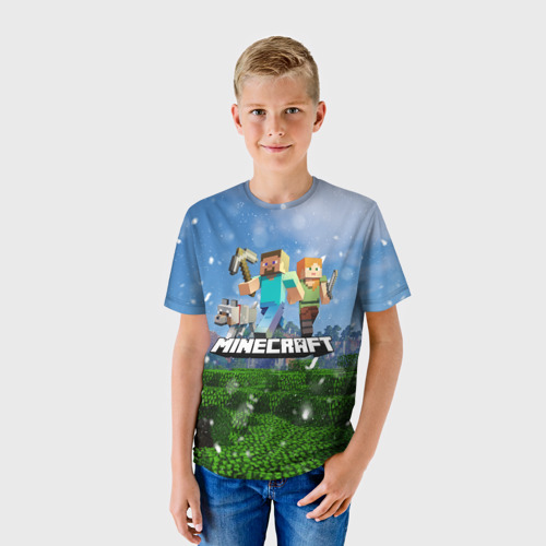 Детская 3D футболка с принтом Minecraft / Майнкрафт, фото на моделе #1