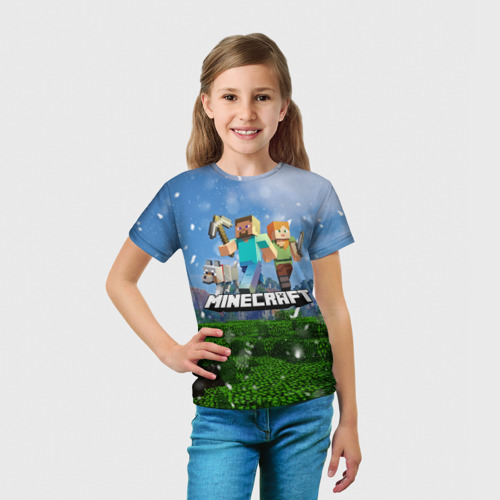 Детская 3D футболка с принтом Minecraft / Майнкрафт, вид сбоку #3