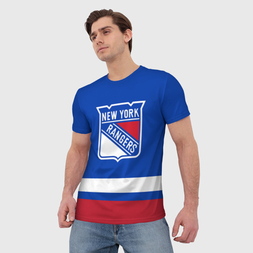 Мужская 3D футболка с принтом Нью-Йорк Рейнджерс НХЛ, фото на моделе #1