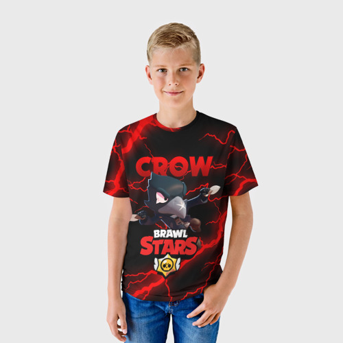 Детская 3D футболка с принтом BRAWL STARS CROW | БРАВЛ СТАРС ЛЕОН, фото на моделе #1