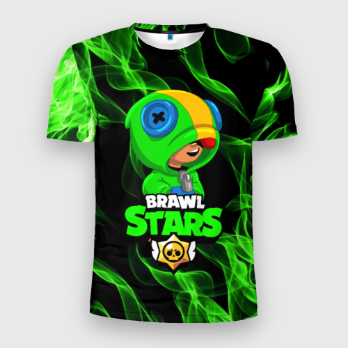 Мужская футболка 3D спортивная с принтом BRAWL STARS LEON / ЛЕОН, вид спереди #2
