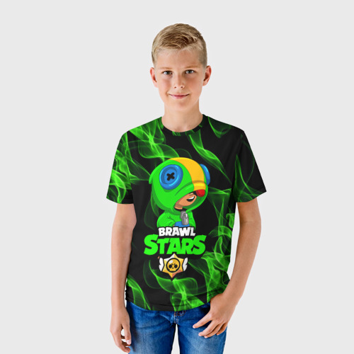 Детская 3D футболка с принтом Brawl Stars: Leon, фото на моделе #1