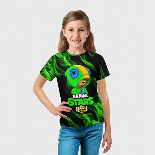 Детская 3D футболка с принтом Brawl Stars: Leon, вид сбоку #3