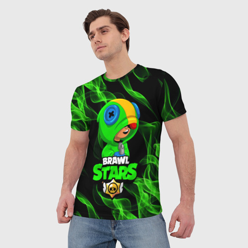 Мужская 3D футболка с принтом BRAWL STARS LEON / ЛЕОН, фото на моделе #1