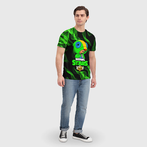 Мужская 3D футболка с принтом BRAWL STARS LEON / ЛЕОН, вид сбоку #3