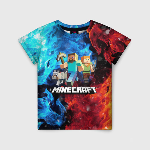 Детская 3D футболка с принтом Minecraft / Майнкрафт, вид спереди #2