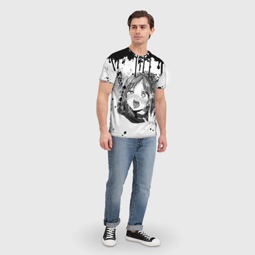 Мужская 3D футболка с принтом АХЕГАО с подтёками, вид сбоку #3