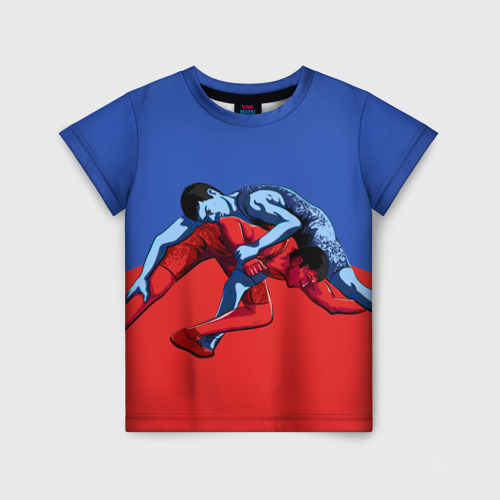 Детская 3D футболка с принтом Борьба, вид спереди #2