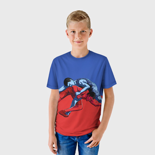 Детская 3D футболка с принтом Борьба, фото на моделе #1