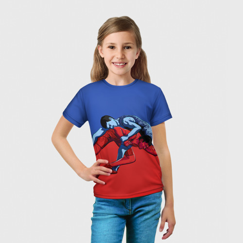 Детская 3D футболка с принтом Борьба, вид сбоку #3