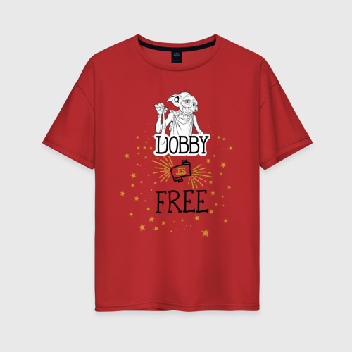 Женская футболка oversize с принтом Dobby is free, вид спереди #2