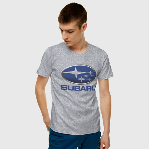 Мужская футболка с принтом SUBARU, фото на моделе #1