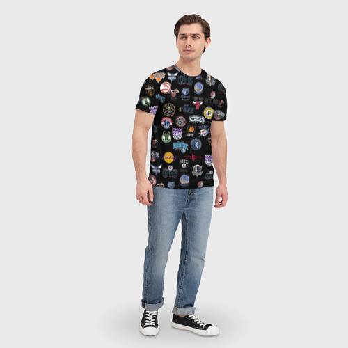 Мужская 3D футболка с принтом NBA Pattern, вид сбоку #3