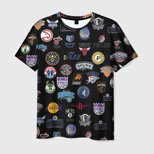 Мужская 3D футболка с принтом NBA Pattern | НБА Паттерн, вид спереди #2