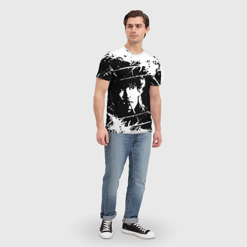 Мужская 3D футболка с принтом ВИКТОР ЦОЙ, вид сбоку #3
