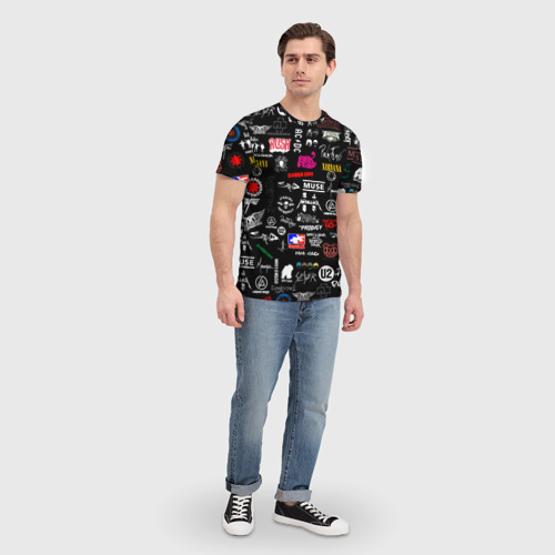 Мужская 3D футболка с принтом ЛОГОТИПЫ РОК ГРУПП | PATTERN (Z), вид сбоку #3