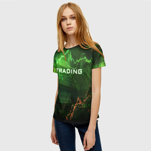 Женская 3D футболка с принтом Трейдинг 03, фото на моделе #1