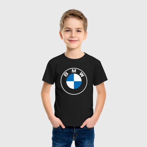 Детская футболка с принтом BMW LOGO 2020 | БМВ ЛОГО 2020, фото на моделе #1