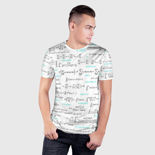 Мужская футболка 3D спортивная с принтом Математические формулы, фото на моделе #1