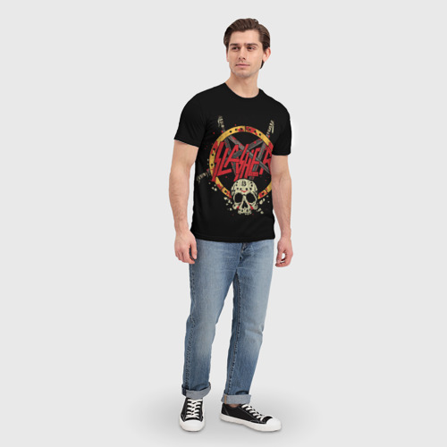 Мужская 3D футболка с принтом SLAYER | ROCK POSTER (Z), вид сбоку #3