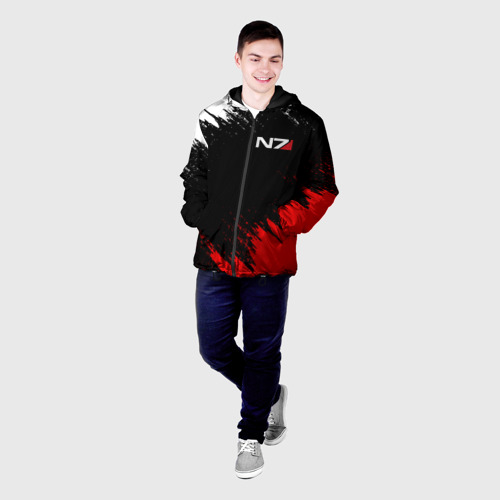 Мужская куртка 3D с принтом MASS EFFECT N7 / МАСС ЭФФЕКТ Н7 БРЫЗГИ КРАСОК, фото на моделе #1