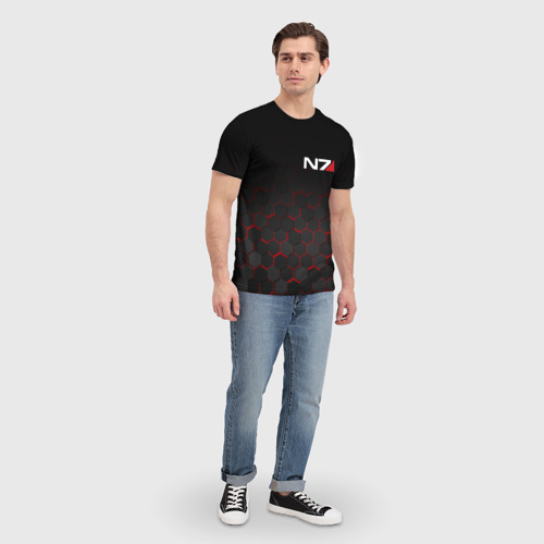 Мужская 3D футболка с принтом MASS EFFECT N7 | МАСС ЭФФЕКТ Н7, вид сбоку #3
