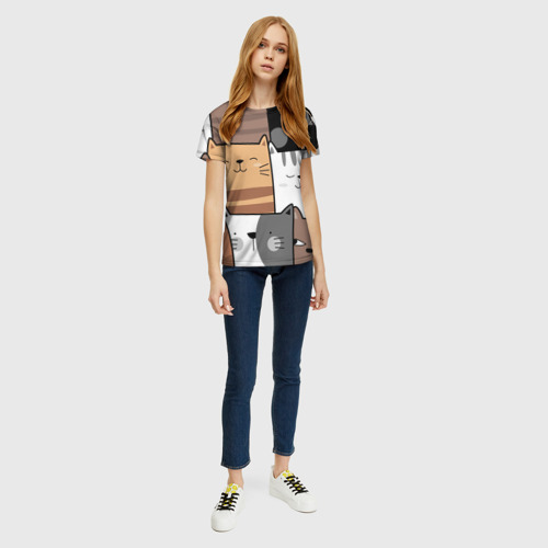 Женская 3D футболка с принтом Котейки, вид сбоку #3