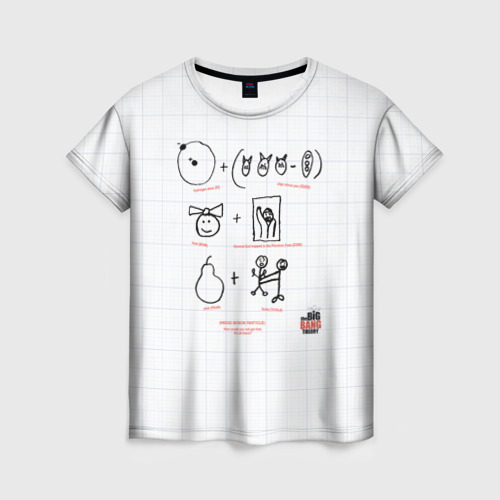 Женская 3D футболка с принтом Notebook sheet, вид спереди #2