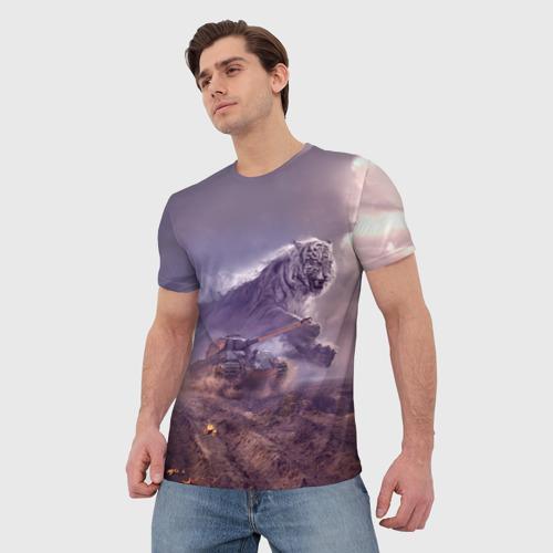 Мужская 3D футболка с принтом Танк, фото на моделе #1