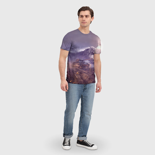 Мужская 3D футболка с принтом Танк, вид сбоку #3