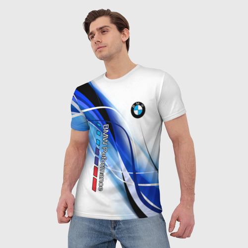 Мужская 3D футболка с принтом BMW, вид сбоку #3