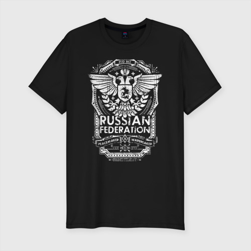 Мужская футболка премиум с принтом Russian Federation, вид спереди #2