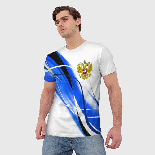 Мужская 3D футболка с принтом РОССИЯ | RUSSIA, фото на моделе #1