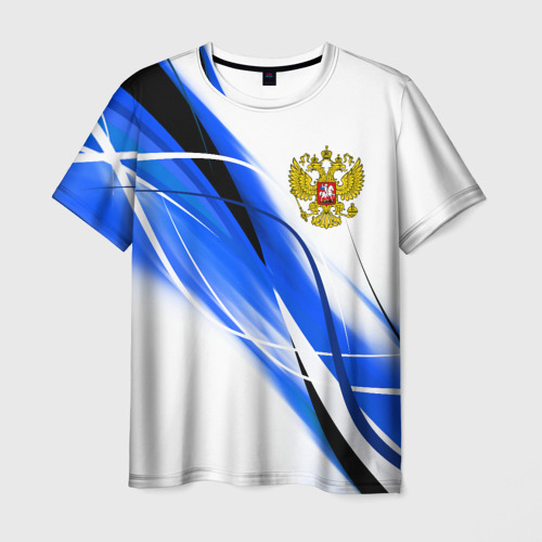 Мужская 3D футболка с принтом РОССИЯ | RUSSIA, вид спереди #2