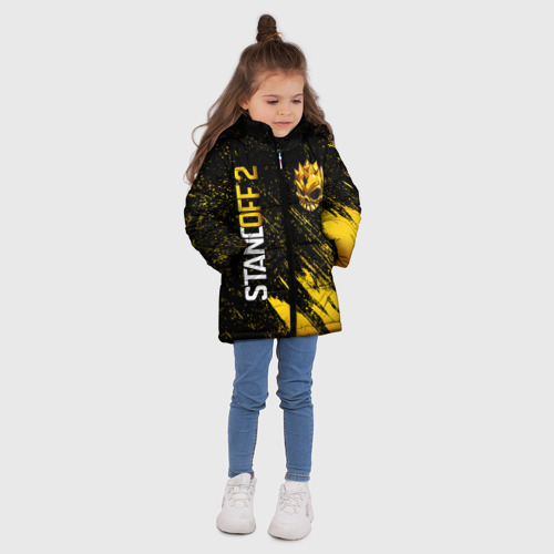 Зимняя куртка для девочек 3D с принтом STANDOFF 2 GOLD SKULL, вид сбоку #3