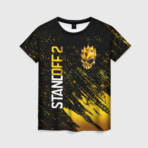 Женская 3D футболка с принтом STANDOFF 2 GOLD SKULL, вид спереди #2