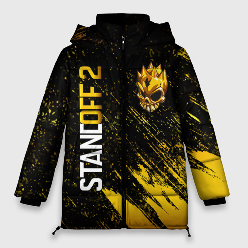 Женская зимняя куртка 3D с принтом STANDOFF 2 GOLD SKULL, вид спереди #2
