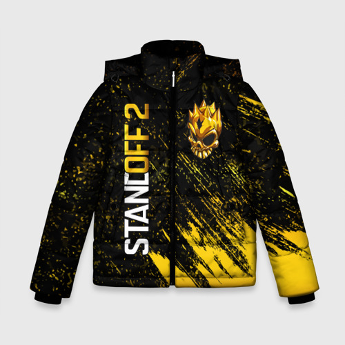 Зимняя куртка для мальчиков 3D с принтом STANDOFF 2 GOLD SKULL, вид спереди #2