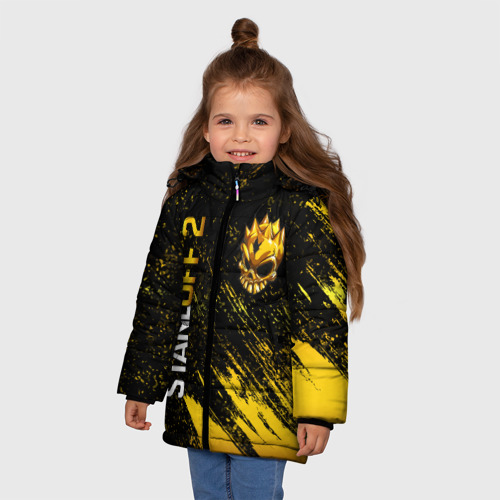 Зимняя куртка для девочек 3D с принтом STANDOFF 2 GOLD SKULL, фото на моделе #1