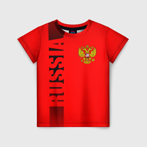Детская 3D футболка с принтом РОССИЯ, вид спереди #2