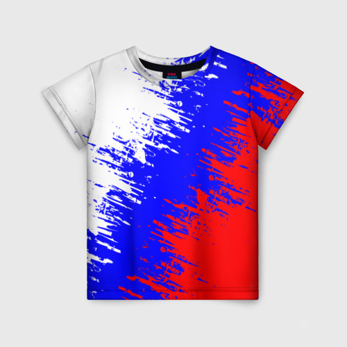 Детская 3D футболка с принтом Россия, вид спереди #2