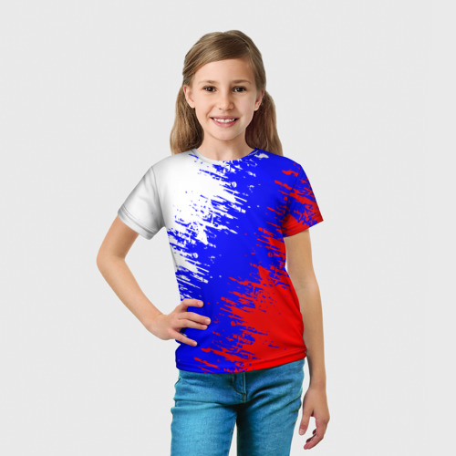 Детская 3D футболка с принтом Россия, вид сбоку #3
