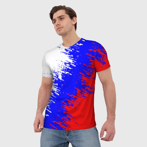 Мужская 3D футболка с принтом Россия, фото на моделе #1