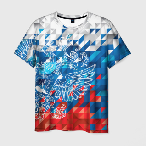 Мужская 3D футболка с принтом Россия, вид спереди #2